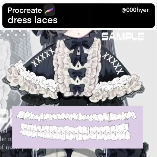 Сute manga dress laces procreate brushes — Procreate brush