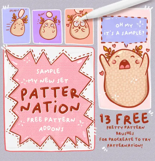 PATTERNATION EXTRA – 13 free seamless pattern brushes for Procreate — Procreate brush