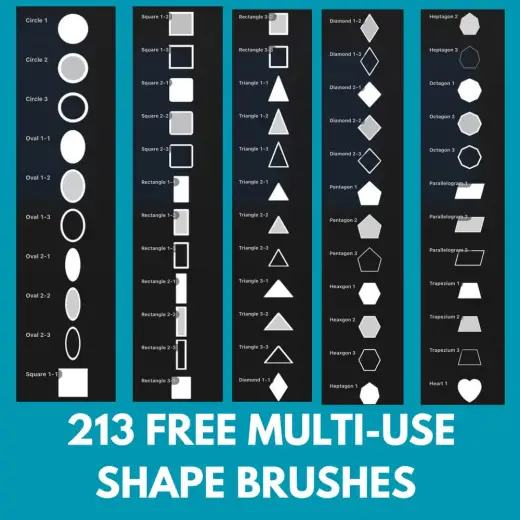 213 FREE Multi-Use Shape Brushes for Procreate — Procreate brush