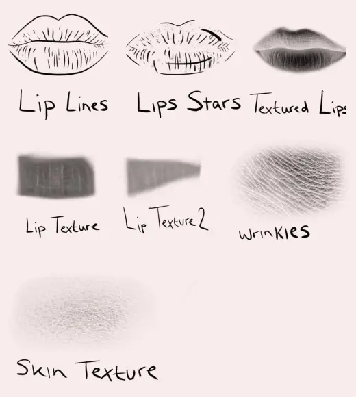Free Skin & Lip Texture Brushes Stamps — Procreate brush