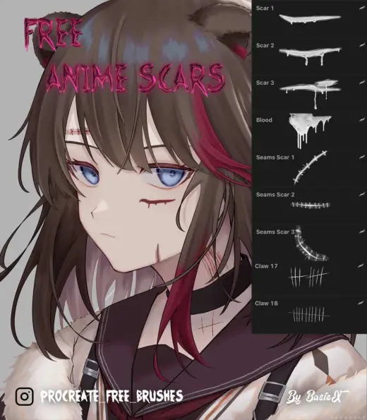 Free anime scars brush pack! — Procreate brush