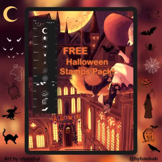 FREE Halloween Stamps Pack — Procreate brush