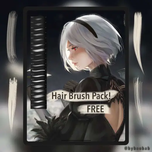 FREE Hair Brush Pack — Procreate brush