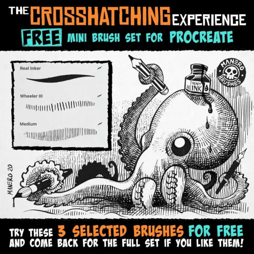 FREE Crosshatching brushes — Procreate brush