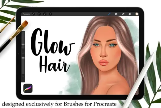 Glow hair awesome brush FREE — Procreate brush