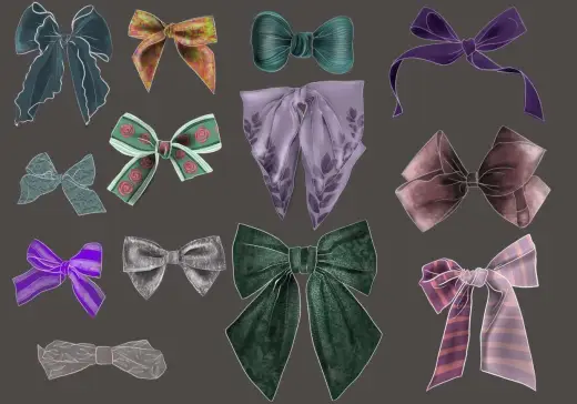 16 Hair bows stamp — Procreate brush