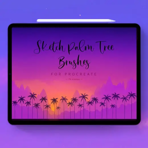 FREE Sketch palm tree stamps — Procreate brush