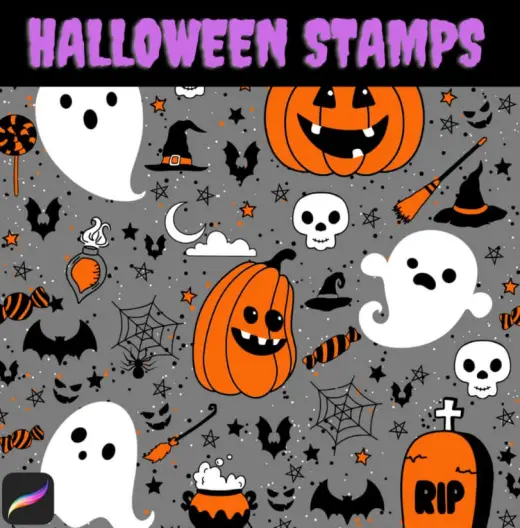 Halloween Stamps Brushes for Procreate — Procreate brush