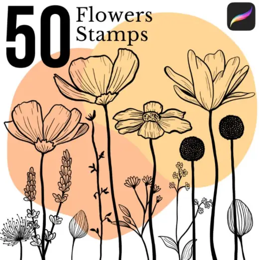 Flowers Stamps for Procreate — Procreate brush