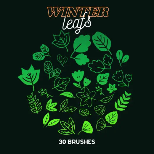 Winter Leafs Brushset for Procreate — Procreate brush