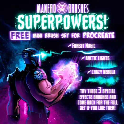 SuperPowers FREE Mini Brush Set for Procreate — Procreate brush