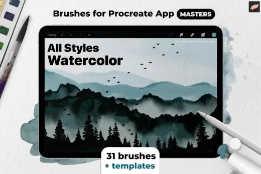[Paid – Best] All Styles Watercolor — Procreate brush