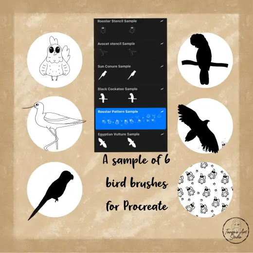 TAS bird stamp brush set for Procreate. — Procreate brush