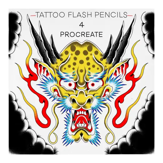 Tattoo flash pencils inspired Procreate brush set — Procreate brush