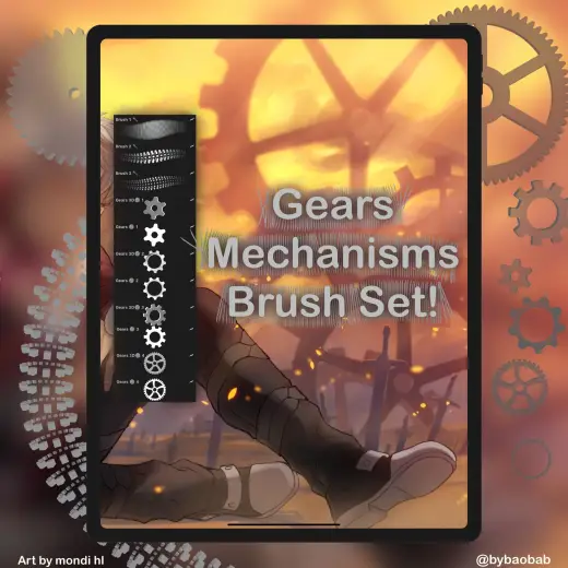 FREE Gears Mechanisms Brush Set for Procreate! — Procreate brush