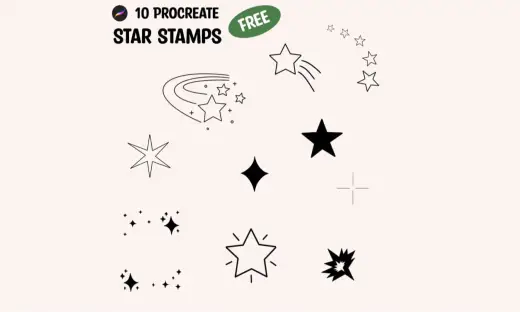 Free Stellar Brushset: 10 Procreate Star Stamps — Procreate brush
