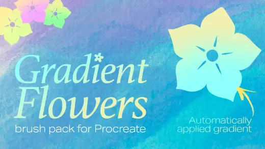 Gradient Flowers Brush Pack for Procreate — Procreate brush