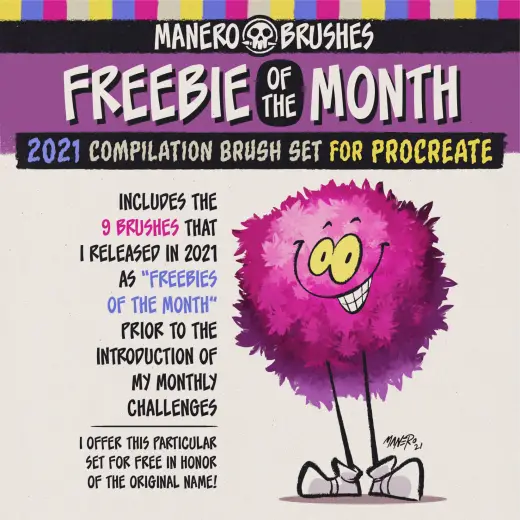 Freebie of the Month 2021 Compilation Brush Set for Procreate — Procreate brush