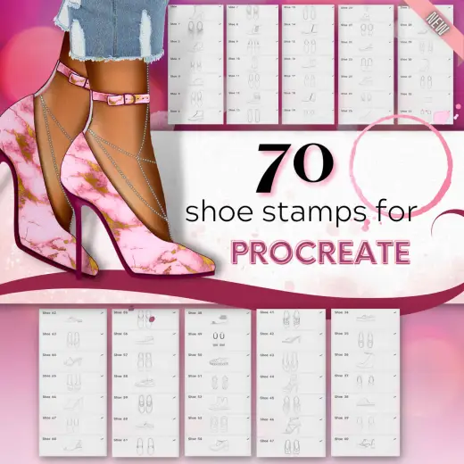 70 Female Shoe Stamps for Procreate — Procreate brush