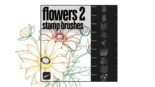 Flowers Stamps Brush Pack II — Procreate brush