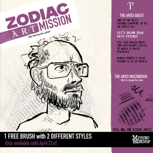 FREE Zodiac Art Mission: The Aries quest — Procreate brush