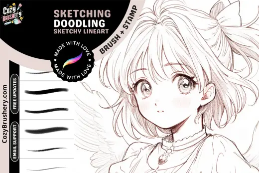 FREE Cozy Sketch Master, Ultimate Anime and Manga Sketching Procreate Brush Set — Procreate brush