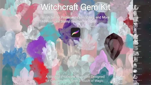 Witchcraft Gem Kit – Crystal Procreate Stamp Brush — Procreate brush