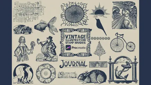 Free Vintage Bits Procreate Stamp Brush Set — Procreate brush
