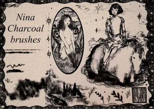 Procreate Nina charcoal brushes — Procreate brush