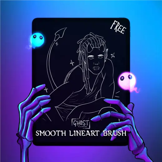 GH0STS FREE SMOOTH LINEART BRUSH Procreate Brush — Procreate brush