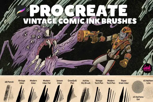 [Paid] Procreate Vintage Comic Ink Brushes — Procreate brush