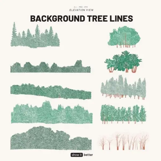 Background Tree Line Pack + Brushes — Photoshop brush
