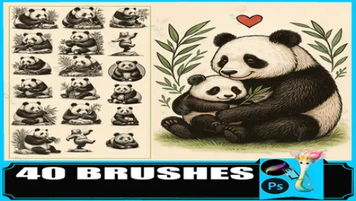 40 Panda & Bamboo Silhouette Stamp Brushes for Procreate and Photoshop — Procreate & Photoshop brush