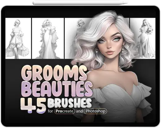 45 Wedding Dresses Brushes Collection for Procreate and Photoshop — Procreate & Photoshop brush