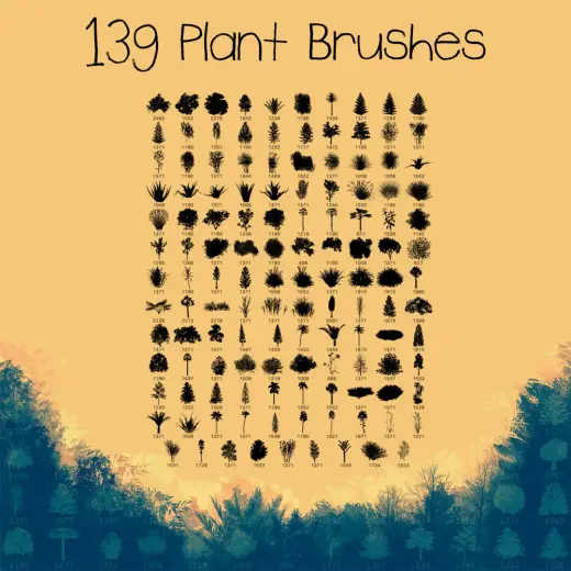 139 Plant Brushes — Procreate, Photoshop & Krita brush