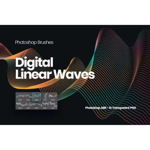 Digital Linear Waves｜Photoshop用テクノ系ラインブラシ10種 — Photoshop brush