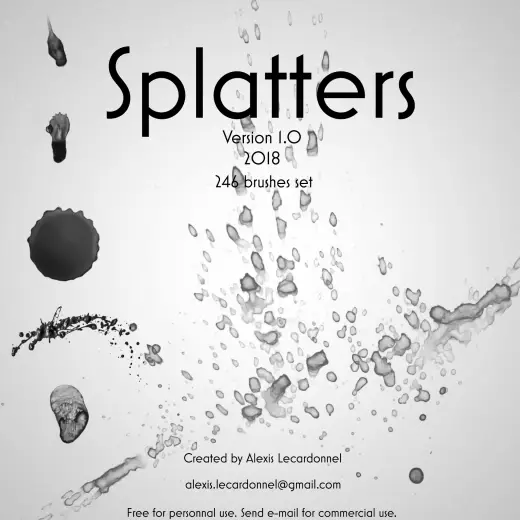 Splatters v1.0 by Alexis Lecardonnel — Procreate, Photoshop & Krita brush