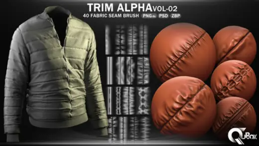 Trim Alpha VOL02-40 Fabric Seam Brush — Photoshop brush