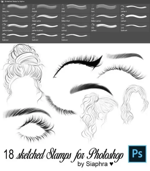 18 sketched Stamps for Photoshop — Photoshop brush