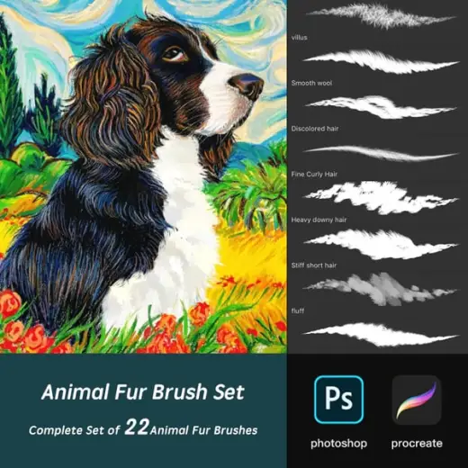 photoshop-procreate ,Animal Fur Brush Set. — Procreate & Photoshop brush