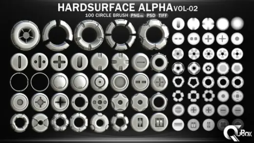 Hardsurface Alpha VOL02-100 Circle Brush — Photoshop brush