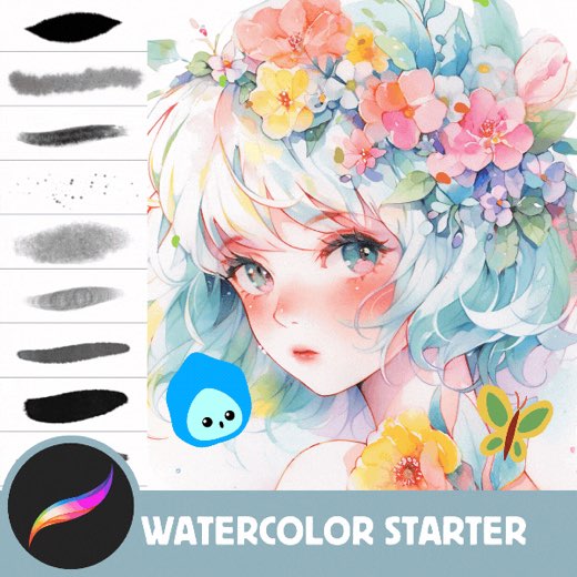 FREE Procreate Anime Watercolor Brushes for Anime, Manga, Cartoon, Portrait, Backgrounds Digital Creator Art Sketching,  — Procreate brush