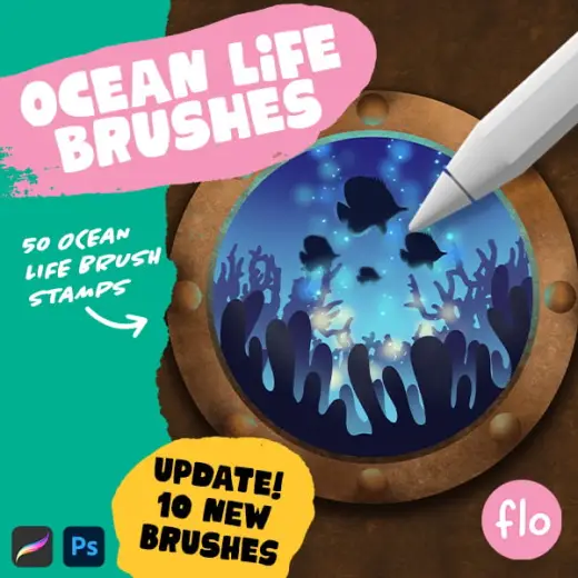 BIG Ocean Life Brush Pack for Procreate and Photoshop — Procreate & Photoshop brush