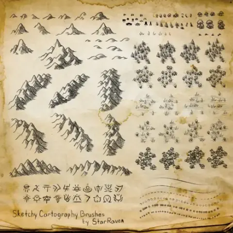 Sketchy Cartography Brushes — Procreate, Photoshop & Krita brush