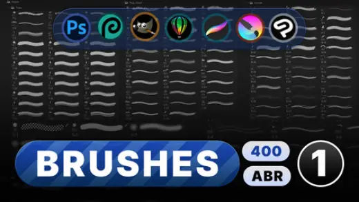 MEGA BRUSHES PACK #1 | 400+ — Procreate, Photoshop & Krita brush