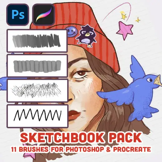 Sketchbook Digital Brush Set (for PhotoShop & Procreate!) — Procreate & Photoshop brush