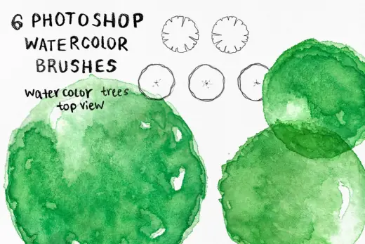 Photoshop Brushes: Watercolor Trees (Top View) — Photoshop brush