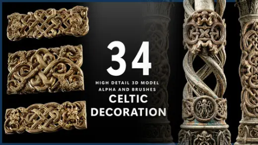 34 Celtic Decoration - High-Detail Kitbash & Brush Set — Photoshop brush