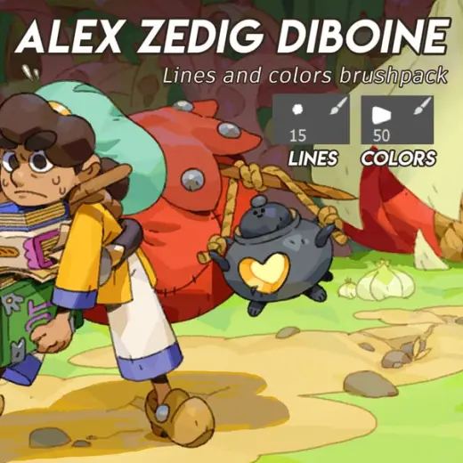 Alex Zedig Diboine Brushpack Lineart and flats — Photoshop brush