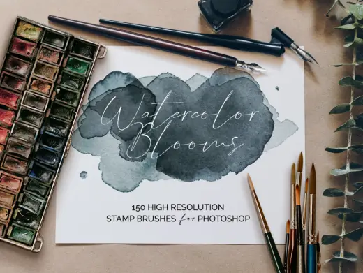 Watercolor Blooms - 150 Stamp Brushes for Photoshop — Photoshop brush